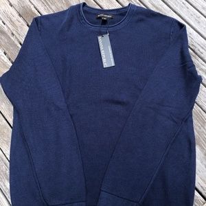 NWT Banana Republic Men's 100% Cotton Waffle-Knit Sweater, Navy, Crewneck XS